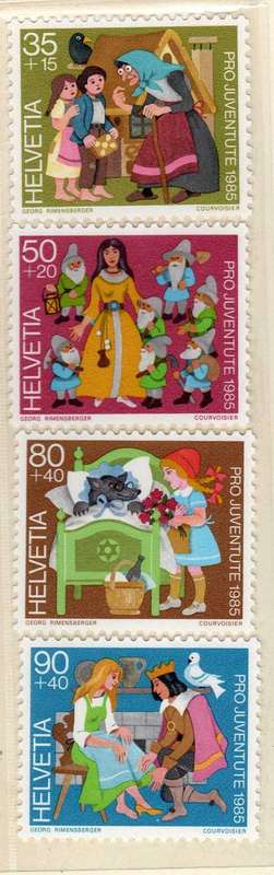 SWITZERLAND 1985 "PRO JUVENTUTE" SET OF 4 UMM. SG J291-J294. CAT 7,55 POUNDS.