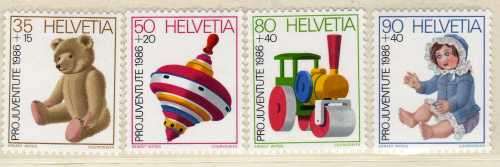 SWITZERLAND 1986 "PRO JUVENTUTE" SET OF 4 UMM. SG J295-J298. CAT 7,15 POUNDS.
