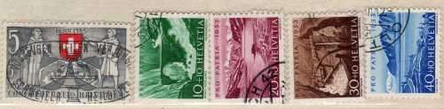 SWITZERLAND 1953 PRO-PATRIA SET OF 5 VFU. SG 541-545. CAT 31,45 POUNDS.