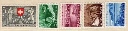 SWITZERLAND 1953 PRO-PATRIA SET OF 5 UMM. SG 541-545. CAT 20,45 POUNDS.