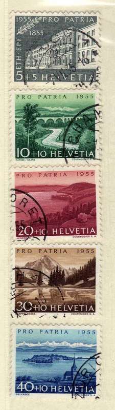 SWITZERLAND 1955 PRO-PATRIA SET OF 5 VFU. SG 562-566. CAT 23,95 POUNDS.
