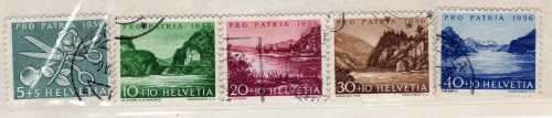 SWITZERLAND 1956 PRO-PATRIA SET OF 5 VFU. SG 571-575. CAT 24,75 POUNDS.