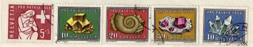 SWITZERLAND 1958 PRO-PATRIA SET OF 5 VFU. SG 591-595. CAT 16,15 POUNDS.