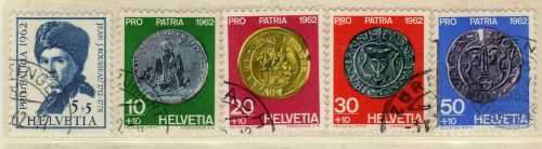 SWITZERLAND 1962 PRO-PATRIA SET OF 5 VFU. SG 663-667. CAT 6,15 POUNDS.