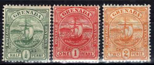 GRENADA 1906 DEFIN 1/2d - 2d FINE MOUNTED MINT. SG 77-79. CAT 19 POUNDS. (2018)
