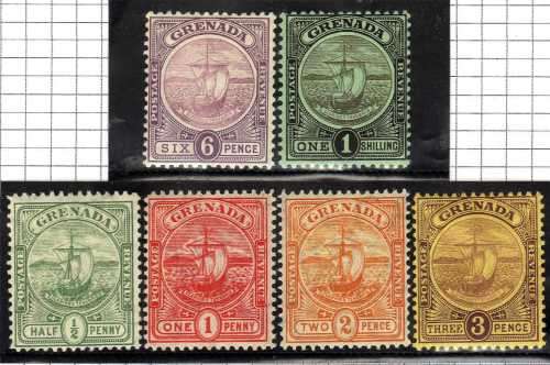 GRENADA 1906-11 DEFIN 1/2d, 1d, 2d, 3d 6d & 1/- MOUNTED MINT. SG 77-79, 84-86. CAT 54 POUNDS. (2018)