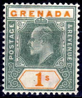 GRENADA 1904-06 KEVII 1/- VERY FINE MOUNTED MINT. SG 73. CAT 6 POUNDS. (2018)