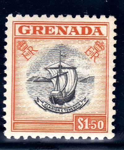 GRENADA 1953-59 QEII DEFIN $1.50 FINE LIGHTLY MOUNTED MINT. SG 203. CAT 17 POUNDS.