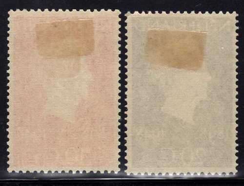 NETHERLANDS 1948 QUEEN WILHELMINA'S GOLDEN JUBILEE SET OF 2 MOUNTED MINT. SG 670-671.