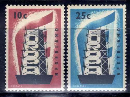 NETHERLANDS 1956 EUROPA SET OF 2 SUPERB UNMOUNTED MINT. SG 836-37. CAT 76 POUNDS. (2020)