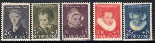 NETHERLANDS 1956 CHILD WELFARE FUND SET OF 5 FINE MOUNTED MINT. SG 838-42.