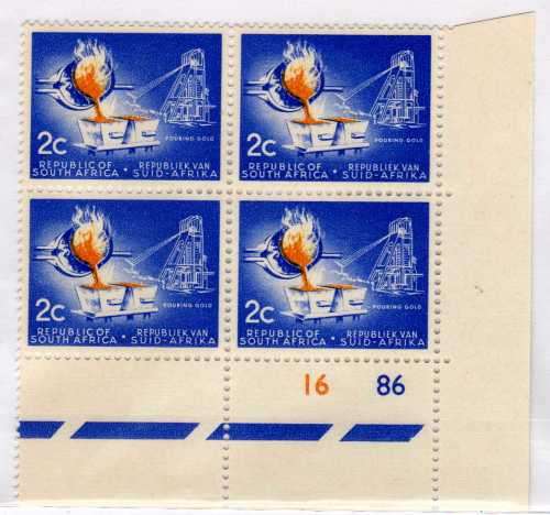 SOUTH AFRICA 1961-63 DEFIN 2c CONTROL BLOCK OF 4 UNMOUNTED MINT. SACC 211. SG 212.
