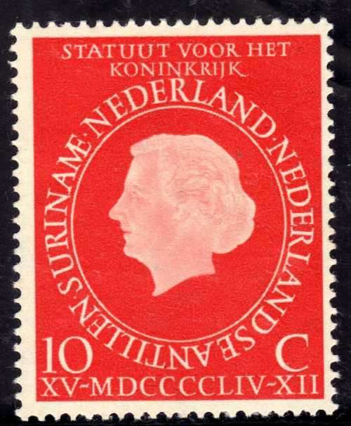 NETHERLANDS 1954 RATIFICATION OF STATUE FOR THE KINGDOM 10c MOUNTED MINT. SG 809. MI 654.