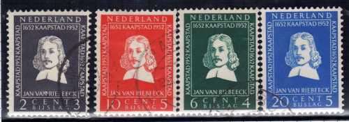 NETHERLANDS 1952 VAN RIEBEECK SET OF 4 VFU. SG 744-7. Mi 583-6. CAT 20 EUROS (2013/14)