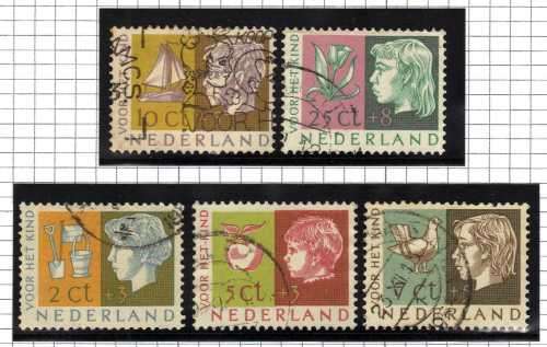 NETHERLANDS 1953 CHILD WELFARE SET OF 5 VFU. SG 791-5. Mi 631-5. CAT 20 EUROS (2013/14)
