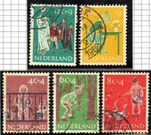 NETHERLANDS 1959 CHILD WELFARE SET OF 5 VFU. SG 886-90. Mi 739-43. CAT 9,50 EUROS (2013/14)