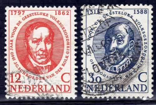 NETHERLANDS 1960 WORLD MENTAL HEALTH YEAR SET OF 2 VFU. SG 898-9. Mi 751-2. CAT 3,2 EUROS. (2013/14)