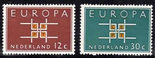 NETHERLANDS 1963 EUROPA SET OF 2 MM. SG 958-9 Mi 806-7. CAT 1,50 EUROS 2013/14.