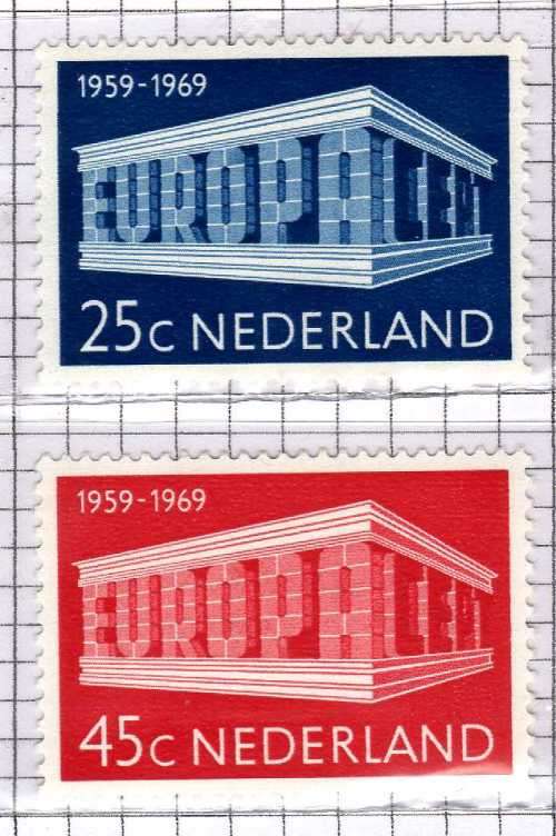 NETHERLANDS 1969 EUROPA SET OF 2 UMM. SG 1090-1. Mi 920-1.