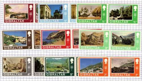 GIBRALTAR 1971 DEFIN SET OF 32 IN PAIRS UMM. SG 255-86. CAT 21 POUNDS. (2019)