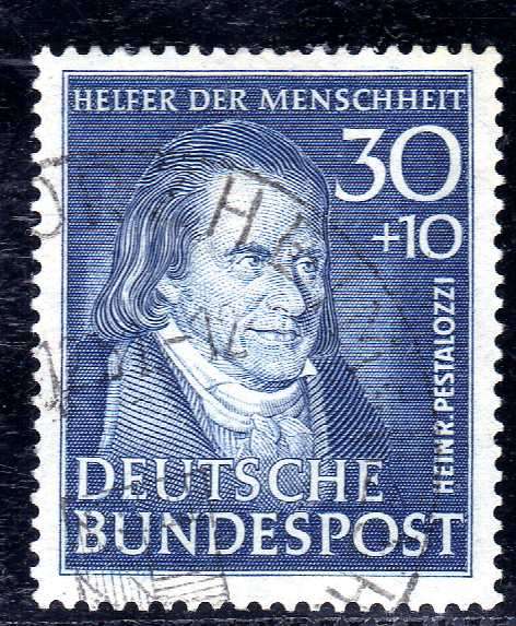 GERMANY WEST 1951 30pf + 10pf BLUE VERY FINE USED. SG 1072. CV £140 (2012)