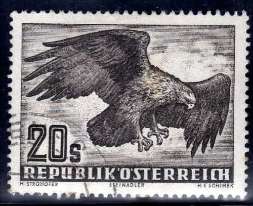 AUSTRIA 1950 AIR - BIRDS (GOLDEN EAGLE) 20S VERY FINE USED. SG 1221. CAT £4,25. (2012)