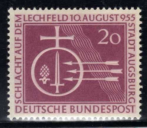 GERMANY WEST 1955 MILENARY OF BATTLE OF LECHFELD VERY FINE MM. SG 1142. CAT 8 POUNDS. (2005)