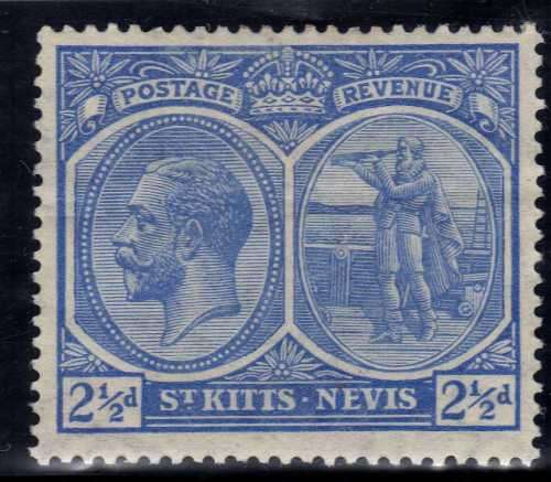 ST KITTS-NEVIS 1920-22 KGV DEFIN 2,5d MINT NO GUM & HORIZONTAL CREASE. SG 28. CAT 8 POUNDS. (2018)