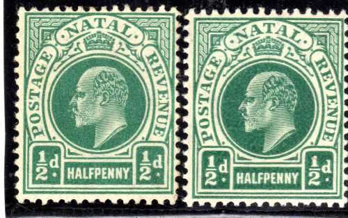 NATAL 1904-08 KEVII DEFIN W/MARK MULTI CROWN CA 1/2d MM x 1 + UMM x 1. SACC 129. CAT R370. (2019/20)