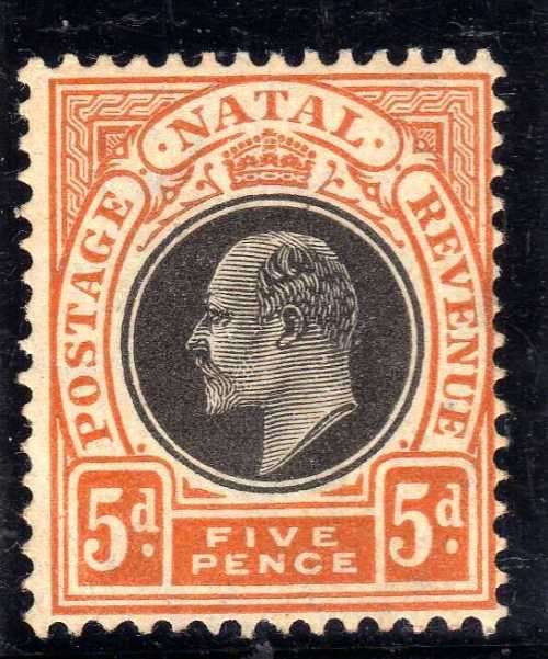 NATAL 1904-8 KEVII DEFIN W/MARK MULTI CROWN CA 5d LMM. SACC 134. CAT R100.