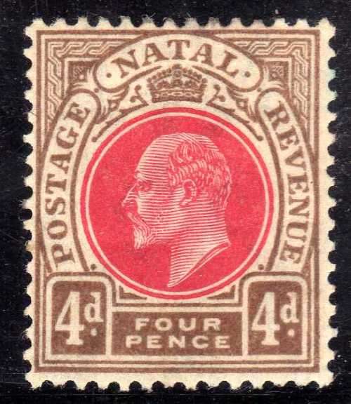 NATAL 1904-08 KEVII DEFIN W/MARK MULTI CROWN CA 2d MM. SACC 133. CAT R260. (2019/20)