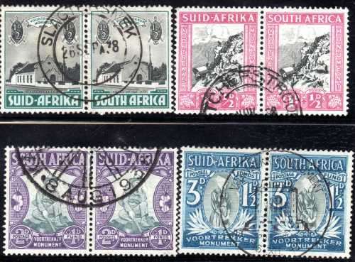 SOUTH AFRICA 1933 VOORTREKKER MEMORIAL FUND SET OF 4 PAIRS VFU. SACC 51-4. CAT R115. (2019/20)