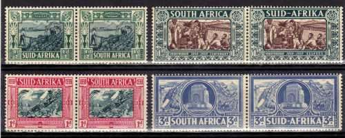 SOUTH AFRICA 1938 VOORTREKKER CENT MEM FUND SET OF 4 PAIRS UMM. SACC 75-78. CAT R1180 (SACC 2019/20)