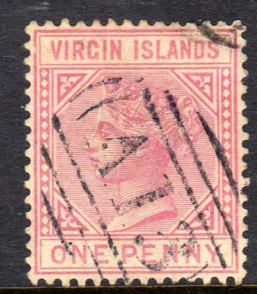 BRITISH VIRGIN ISLANDS 1883-4 1d PALE-ROSE WMK CROWN CA VERY FINE USED. SG 29. CAT 50 GBP. (2018)