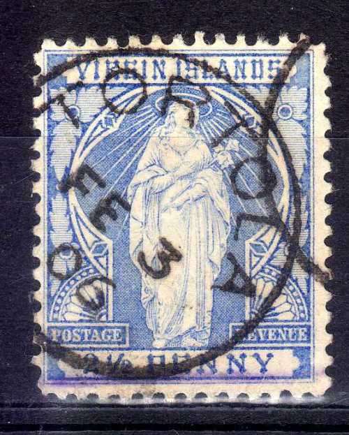 BRITISH VIRGIN ISLANDS 1899 DEFIN 2,5d ULTRAMARINE VFU. SG 45. CAT 2,75 POUNDS. (2018)