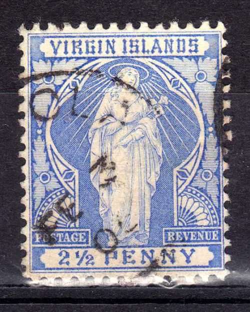 BRITISH VIRGIN ISLANDS 1899 DEFIN 2,5d ULTRAMARINE VFU. SG 45. CAT 2,75 POUNDS. (2018)