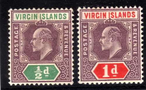 BRITISH VIRGIN ISLANDS 1904 KEVII 1/2d & 1d MM. SG 54-5. CAT 3,50 POUNDS. (2018)
