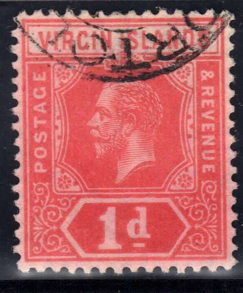 BRITISH VIRGIN ISLANDS 1913-19 KGV 1d VERY FINE USED. SG 70. CAT 11 GBP (2018)