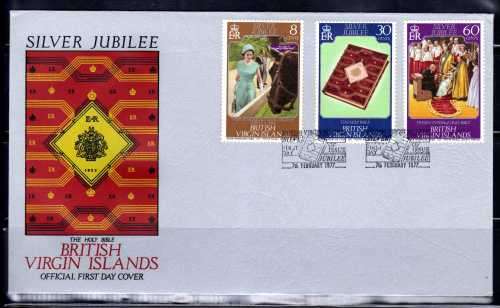 BRITISH VIRGIN ISLANDS 1977 SILVER JUBILEE SET OF 3 ON FDC. SG 364-6.
