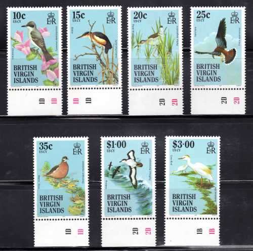 BRITISH VIRGIN ISLANDS 1985 BIRDS OF VIRGIN ISLANDS 7 CONTROL SINGLES UMM. CAT 27 GBP (2012)