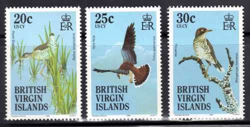 BRITISH VIRGIN ISLANDS 1985 BIRDS OF VIRGIN ISLANDS 3 SINGLES LMM. SG 568-70. CAT 8,75 GBP (2012)