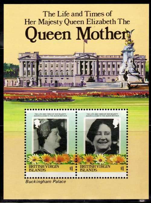 BRITISH VIRGIN ISLANDS 1985 LIFE & TIMES OF QEII MINI SHEET UMM. SG MS587A. CAT 85p. (2012)