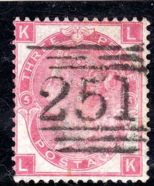 GREAT BRITAIN 1867-80 3d ROSE PLATE 5 FINE USED. SG 103. CV 70 POUNDS. (2018)