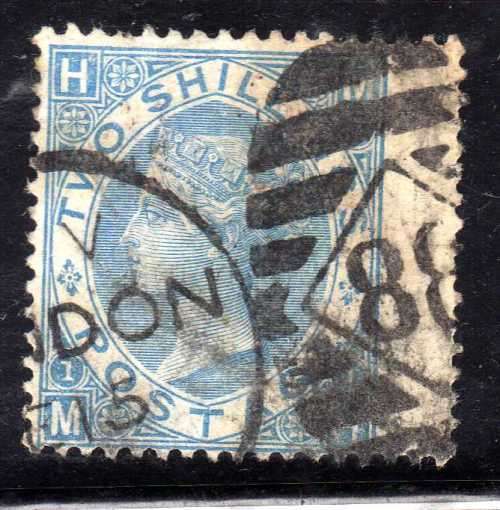 GREAT BRITAIN 1867-80 2/- PALE BLUE GOOD USED WING MARGIN. SG 120. CV 275 POUNDS. (2018)