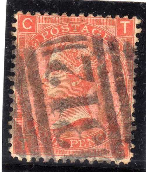 GREAT BRITAIN 1865-7 4d VERMILLION PLATE 9 GOOD USED. SG 94. CAT 90 GBP (2018)