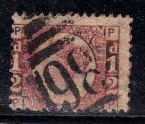 GREAT BRITAIN 1870 1/2d RED PLATE 6 FINE USED. SG 48. CAT 30 POUNDS. (2018)