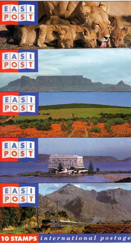 SOUTH AFRICA 1993 SET OF 5 INTERNATIONAL POSTAGE BOOKLETS NO 7a - 7e. SACC 852a-e. CAT R600(2019/20)