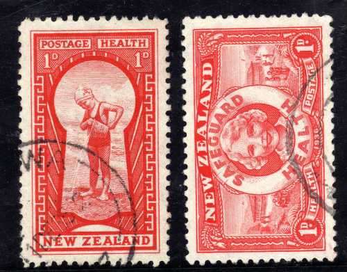NEW ZEALAND 1935 & 1936 HEALTH STAMPS VERY FINE USED. SG 576 & 598. CAT 7,50 POUNDS (2018)