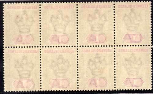 LEEWARD ISLANDS 1890 QV DEFIN 1d BLOCK OF 8 SUPERB UNMOUNTED MINT. SG 2. CAT 68 GBP FOR MM SINGLES.