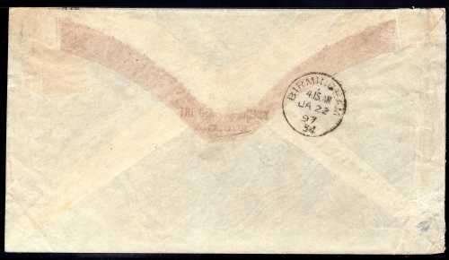 LEEWARD ISLANDS 1897 COVER WITH QV 2,5d (SG 3) CANCELLED "ANTIGUA 6 JA 97" + UK RECEIVER BACK STAMP.